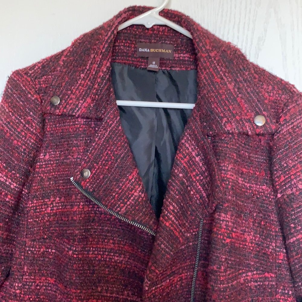 Multi colored zip jacket with black lining